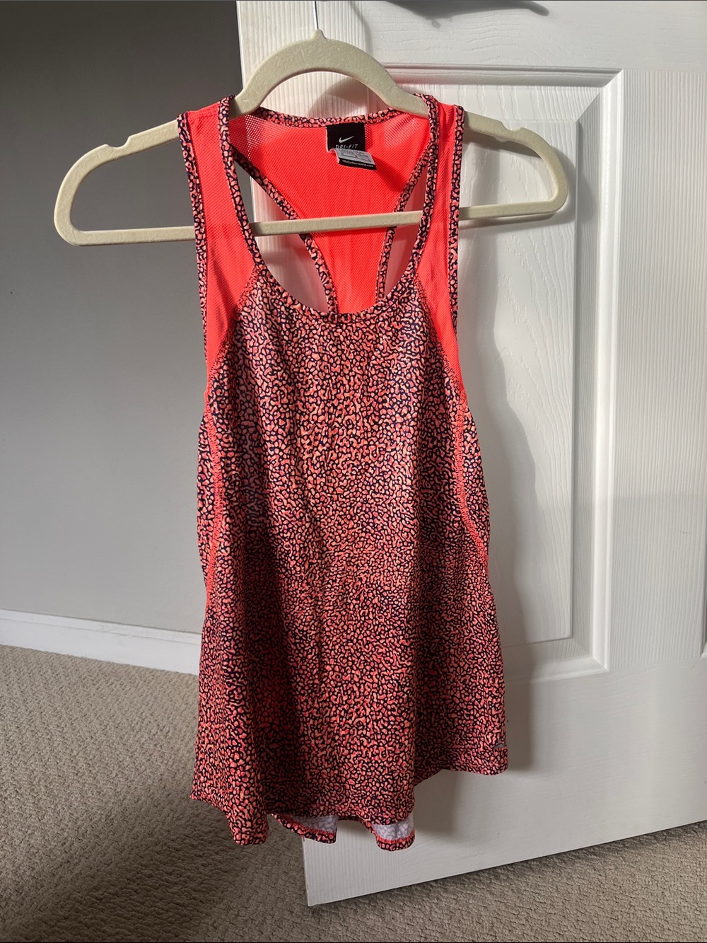 Nike Coral and Black Printed Racerback Tank